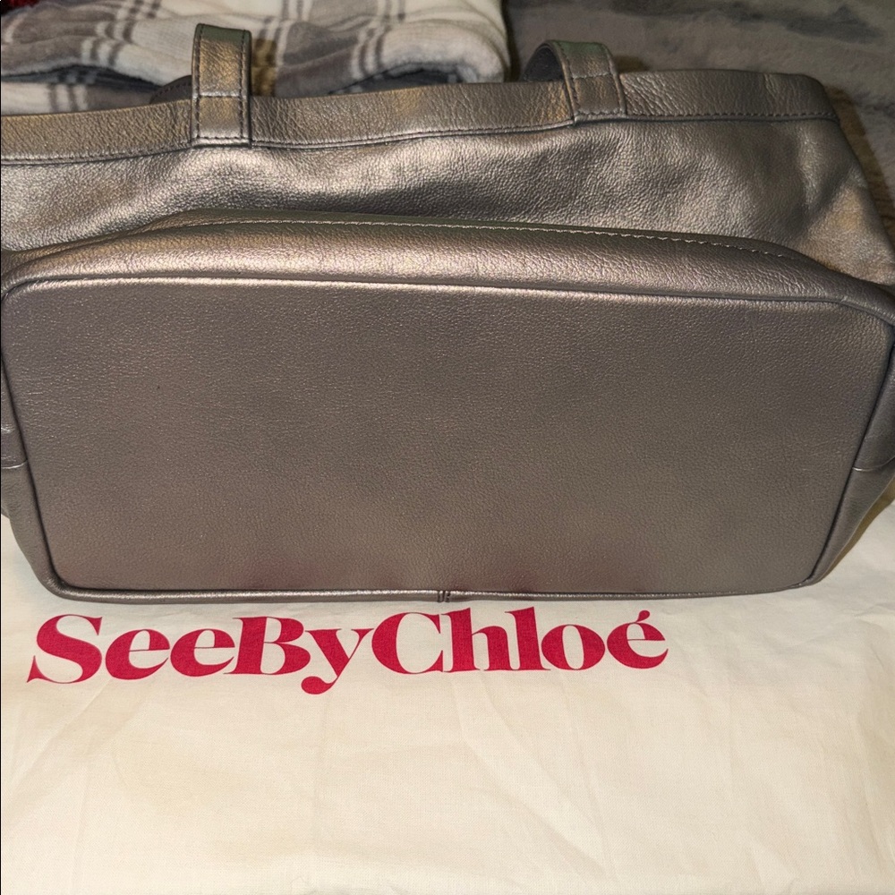 Preloved See By Chloe Shimmering Gray Tote excellent condition 11.5x9”x5.25 DB - Picture 3 of 13